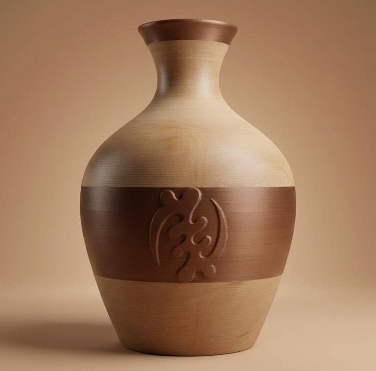 Vase with brown and beige design on a beige background