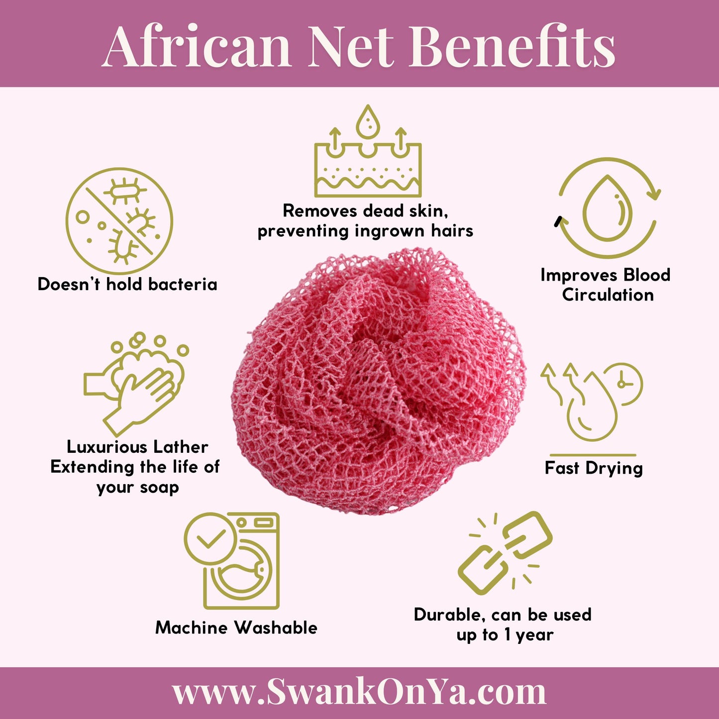 African Net Sponge: Light Pink